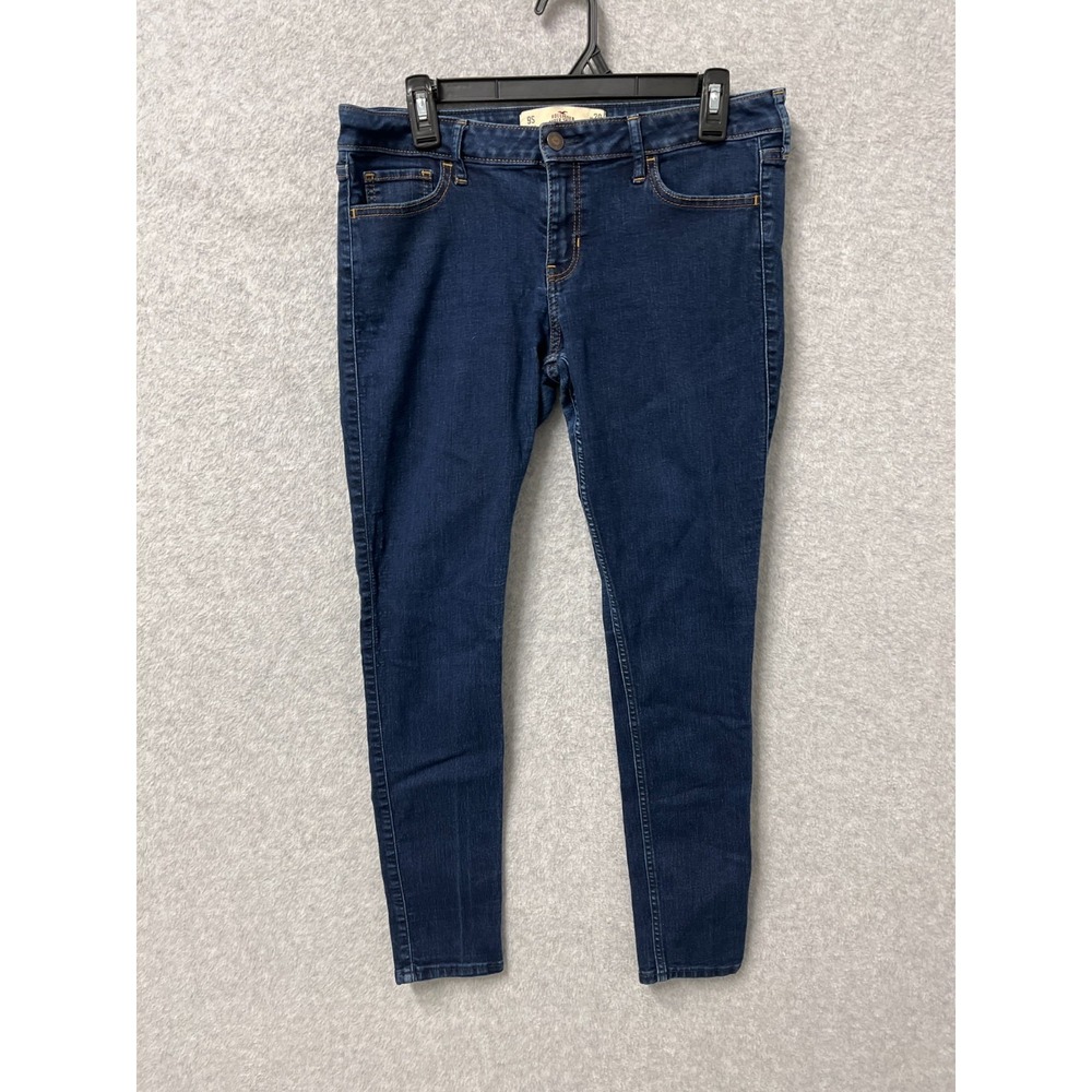 Hollister Super Skinny Jeans‎ Womens 9S Blue Denim Stretch Logo High Rise Casual